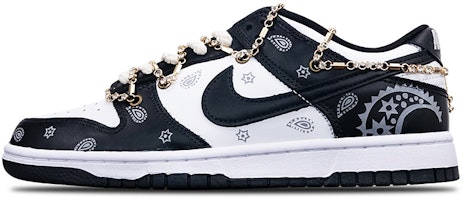 【定制球鞋】 Nike Dunk Low 腰果花 赠送定制鞋帶扣一套(限量99套) 低幫 板鞋 女款 黑白 Order 【定制球鞋】 Nike Dunk Low 腰果花 赠送定制鞋帶扣一套(限量99套) 低幫 板鞋 女款 黑白