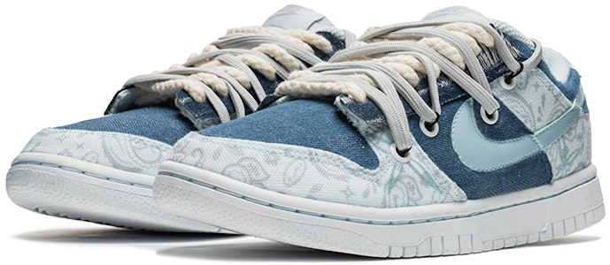 (W) 나이키 덩크 로우 '캐슈 플라워 데님 패치' (커스텀) DJ9955-100(TeamB-女款腰果花灰蓝) Lookbook (W) 나이키 덩크 로우 '캐슈 플라워 데님 패치' (커스텀) DJ9955-100(TeamB-女款腰果花灰蓝)
