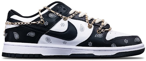 【定制球鞋】 Nike Dunk Low 腰果花 赠送定制鞋帶扣一套(限量99套) 低幫 板鞋 女款 黑白 Lookbook 【定制球鞋】 Nike Dunk Low 腰果花 赠送定制鞋帶扣一套(限量99套) 低幫 板鞋 女款 黑白