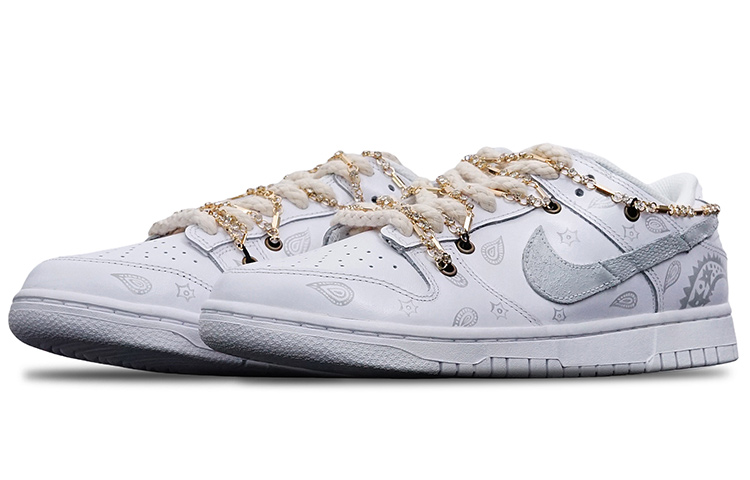 Shop 【定制球鞋】 Nike Dunk Low 動物紋路 花紋 Vibe 解構 低筒 板鞋 女款 銀白