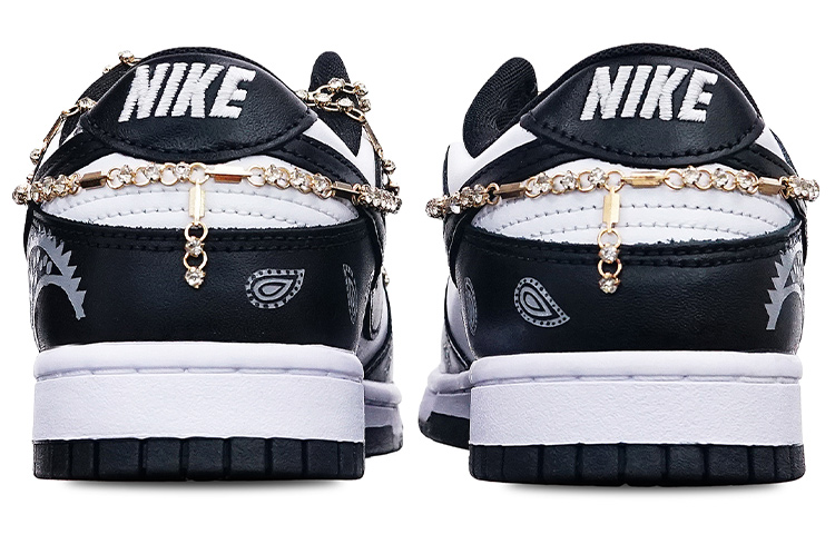 Purchase (W) [Nike Kasut Custom] Nike Dunk Low 'Cashew Flower' DD1503-101(Teamone-黑白腰果花钻链)