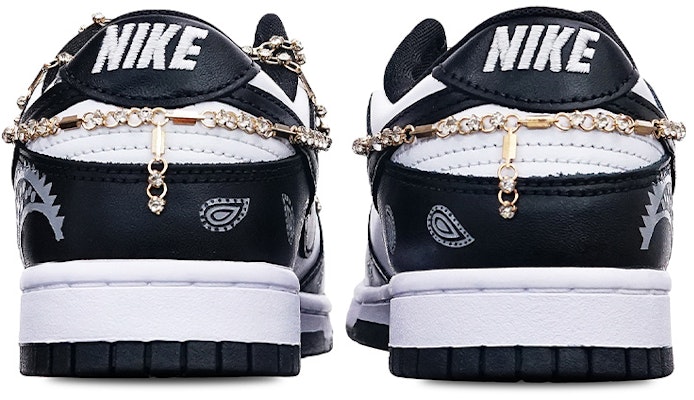 【定制球鞋】 Nike Dunk Low 腰果花 赠送定制鞋帶扣一套(限量99套) 低幫 板鞋 女款 黑白 Purchase 【定制球鞋】 Nike Dunk Low 腰果花 赠送定制鞋帶扣一套(限量99套) 低幫 板鞋 女款 黑白