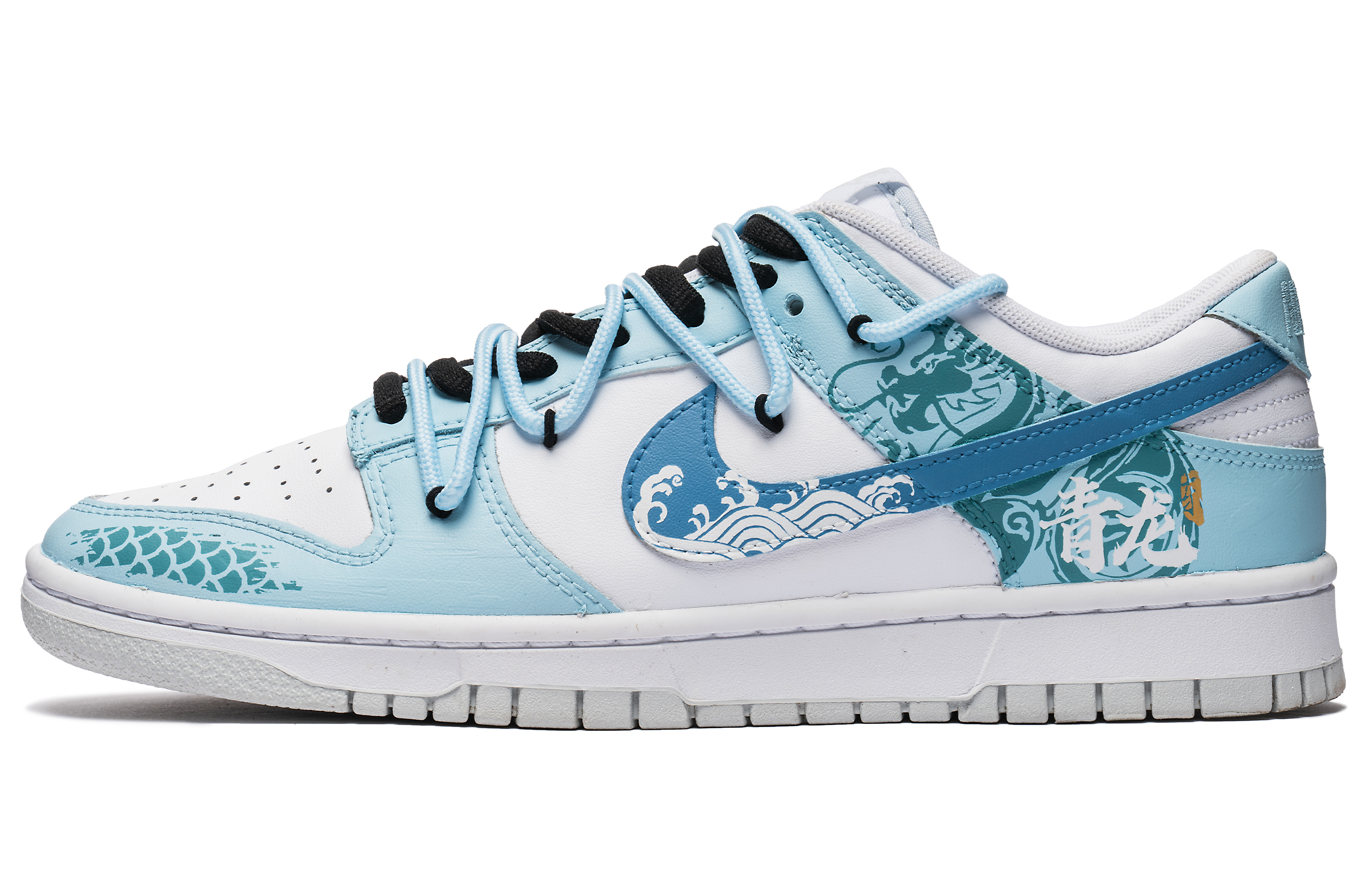 Lookbook 【訂製球鞋】 Nike Dunk CNY龍年限定 四大神獸 青龍 新年 龍鱗海浪 禮袋 低筒 板鞋 女款 白藍