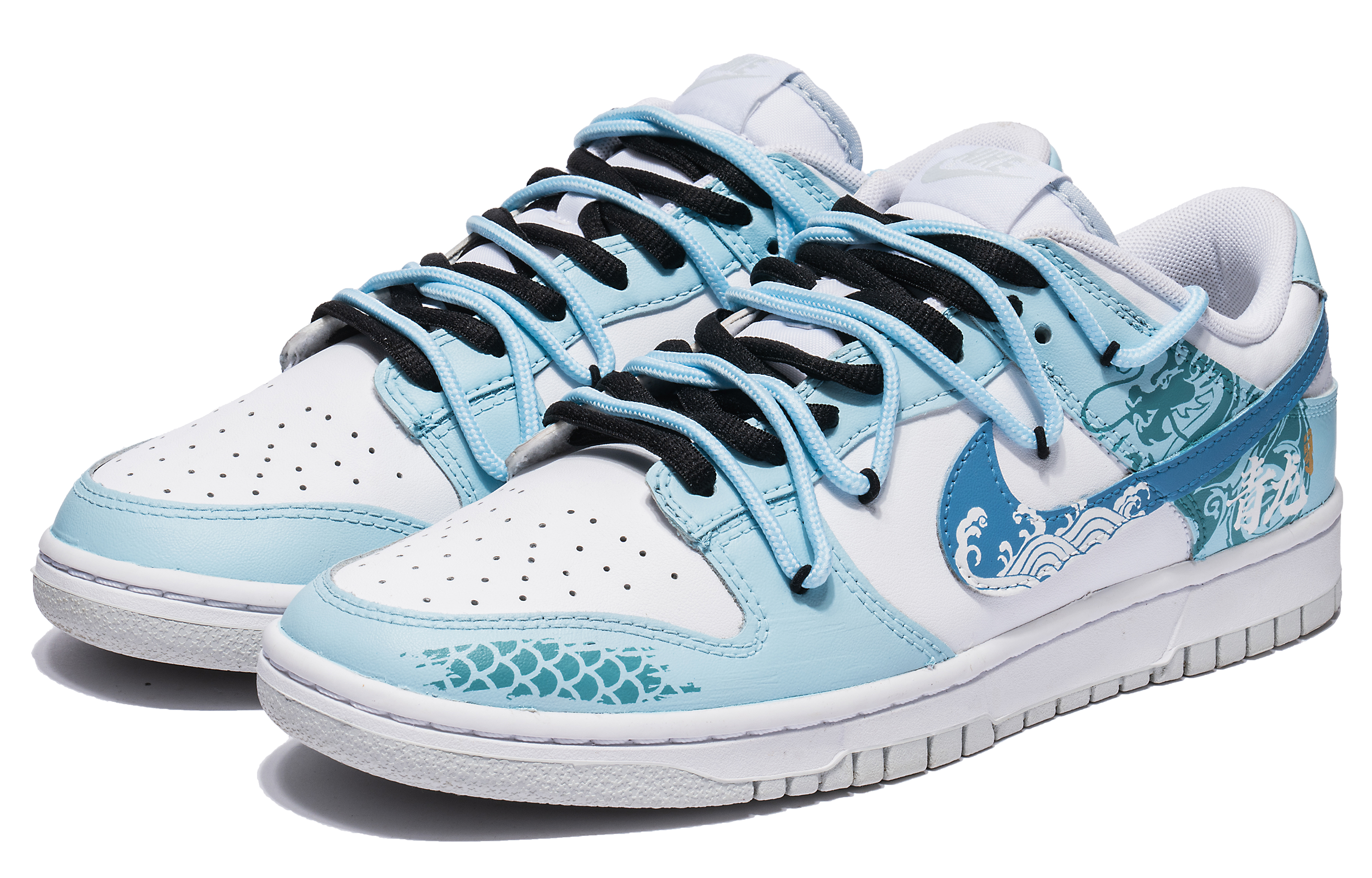 Purchase 【訂製球鞋】 Nike Dunk CNY龍年限定 四大神獸 青龍 新年 龍鱗海浪 禮袋 低筒 板鞋 女款 白藍
