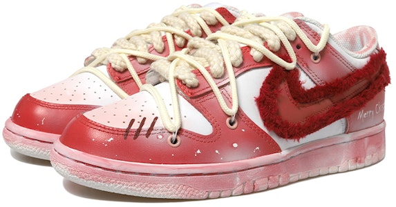 【訂製球鞋】Nike Dunk Low 聖誕節 玫紅 絨毛 白雪 腮紅 做舊Vibe 解構風 低幫 板鞋 女款 紅白 Lookbook 【訂製球鞋】Nike Dunk Low 聖誕節 玫紅 絨毛 白雪 腮紅 做舊Vibe 解構風 低幫 板鞋 女款 紅白