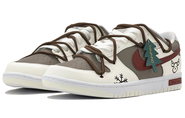 Lookbook 【定制球鞋】 Nike Dunk Low Retro 聖誕禮物 聖誕小鹿 雪花 解構風 限定禮盒 復古休閒 低幫 板鞋 女款 米黃棕