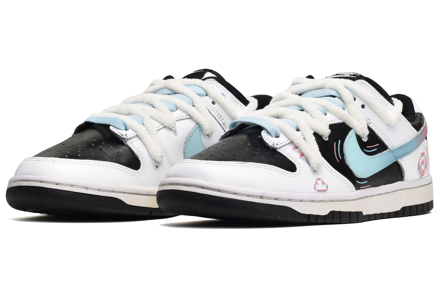 Lookbook (W) [定制鞋款] 耐克Dunk低帮'兔年反转黑熊猫' DD1503-101(TeamE-女款反转熊猫蓝白黑BOX)