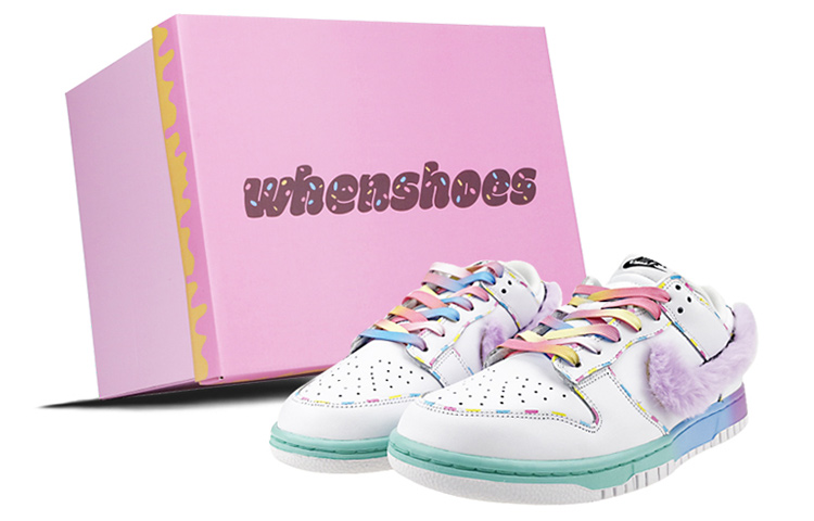 Buy (W) [Kasut Custom] Nike Dunk Low 'Cotton Candy Macaron Ais Krim Fluffy Pelangi Tali' DD7099-100(Team叁-毛绒钩棉花糖S-BOX)