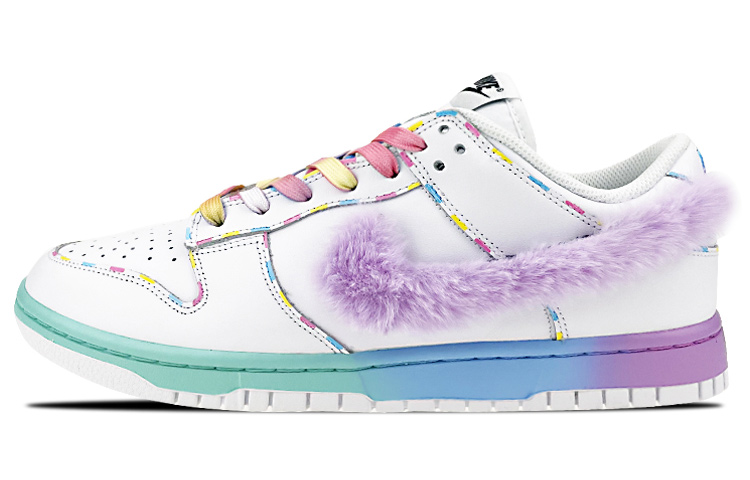 Order (W) [Kasut Custom] Nike Dunk Low 'Cotton Candy Macaron Ais Krim Fluffy Pelangi Tali' DD7099-100(Team叁-毛绒钩棉花糖S-BOX)