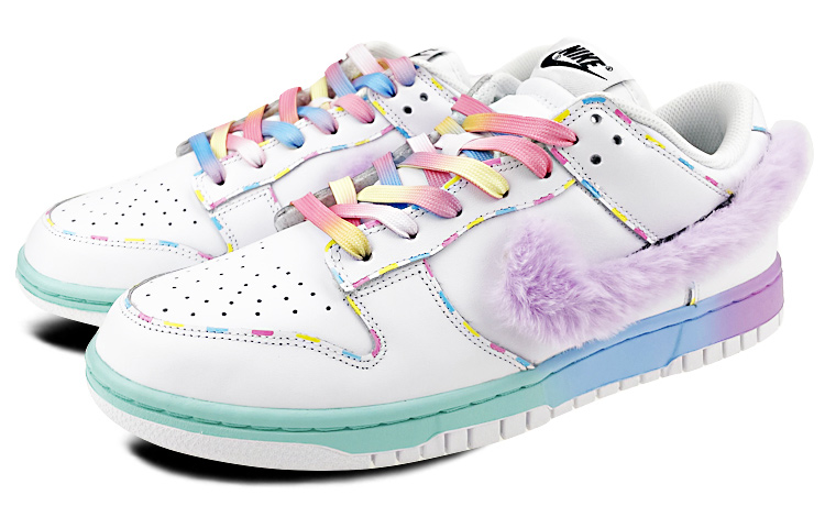 Shop (W) [Kasut Custom] Nike Dunk Low 'Cotton Candy Macaron Ais Krim Fluffy Pelangi Tali' DD7099-100(Team叁-毛绒钩棉花糖S-BOX)