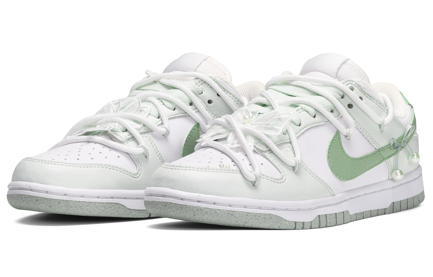 Lookbook (W) [Kasut Custom] Nike Dunk Low 'Krim Gelembung Mutiara Wanita' DN1431-102(TeamE-女款奶油气泡白绿)