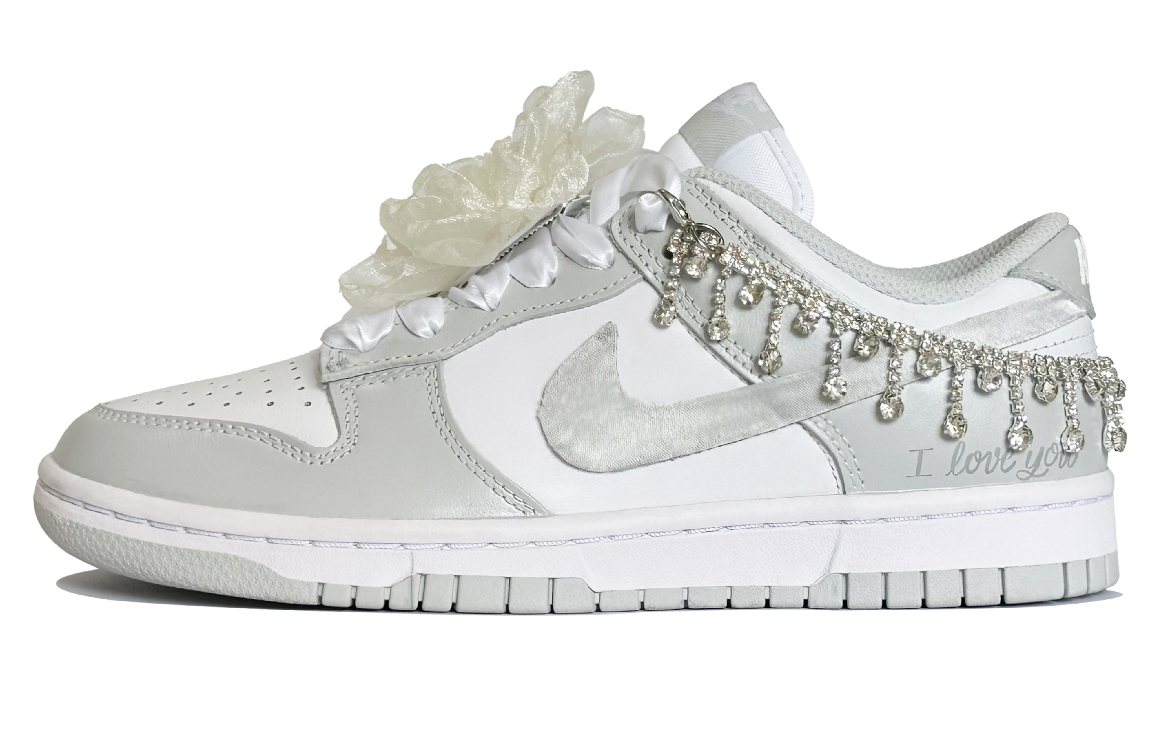 Buy (W) [Sepatu Kustom] Nike Dunk Low 'Crystal Patchwork Abu-Putih' DD1503-103(TeamK-爱意闪耀)