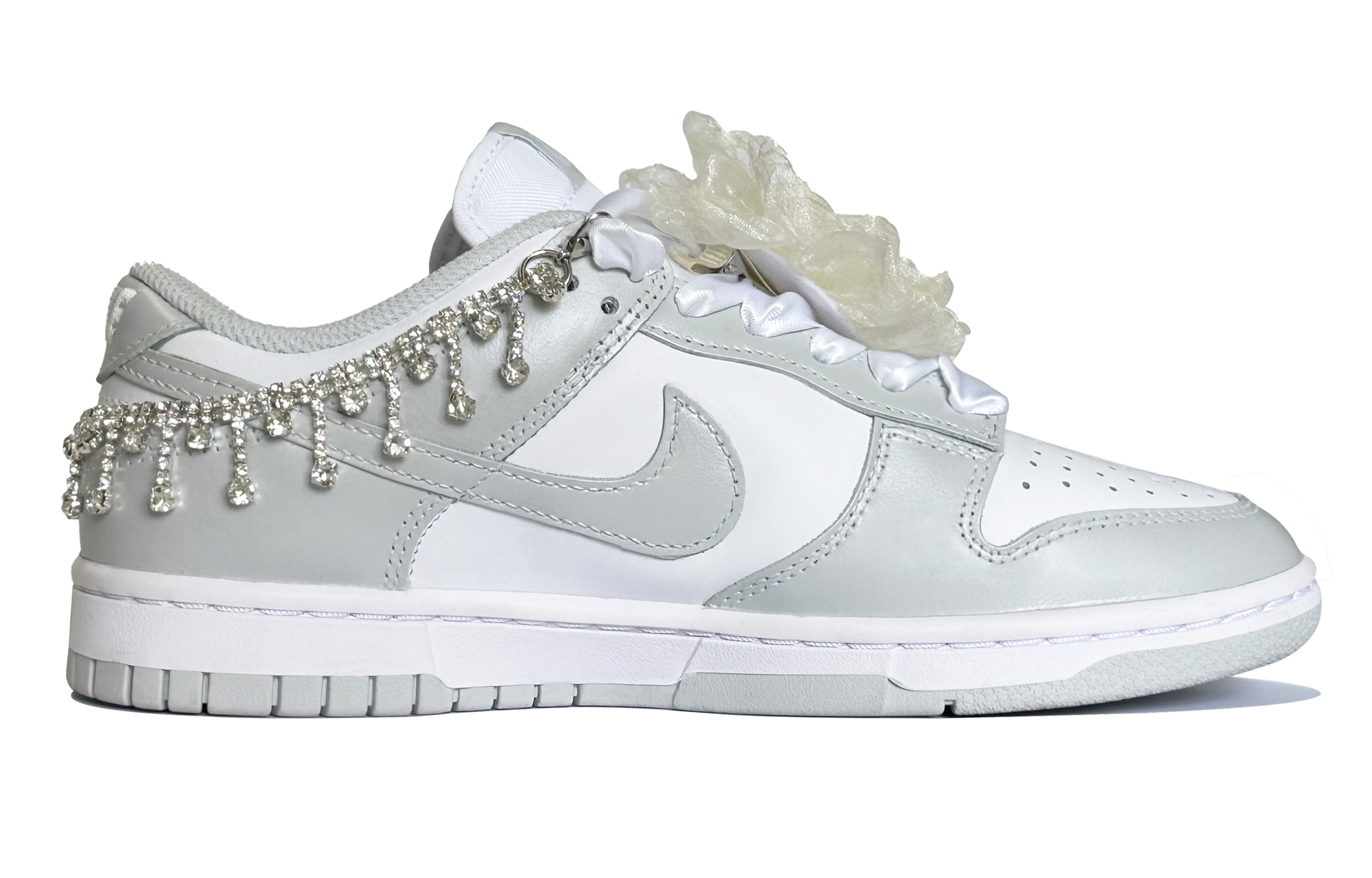 Lookbook (W) [Sepatu Kustom] Nike Dunk Low 'Crystal Patchwork Abu-Putih' DD1503-103(TeamK-爱意闪耀)