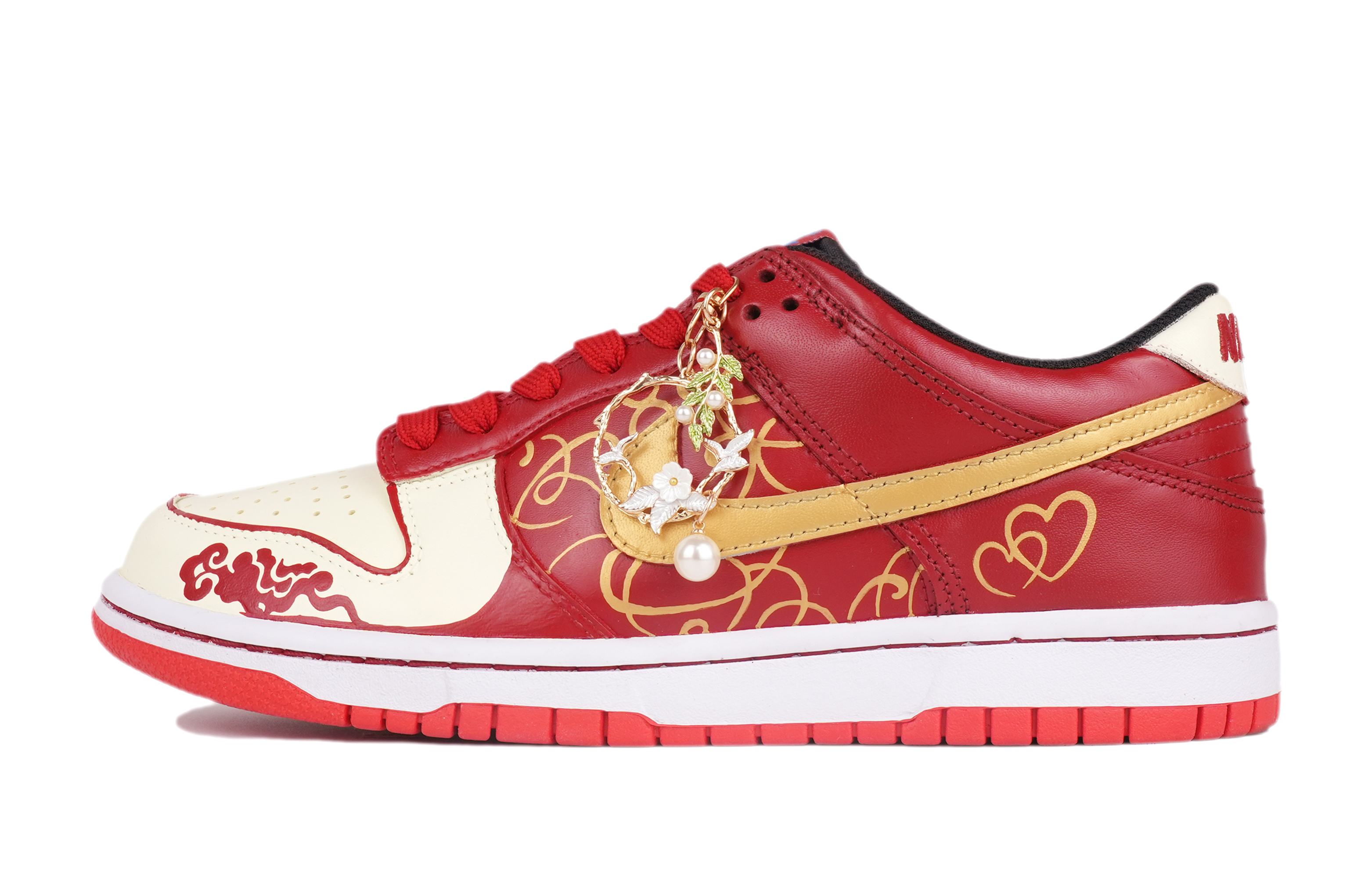 Buy (W) 나이키 덩크 로우 '웨딩 레드 골드 옐로우' (커스텀) DH9765-103-486414