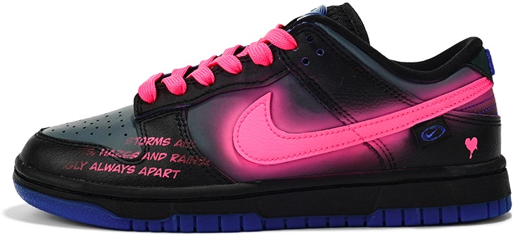 custom-shoes-women-nike-dunk-low-cyberpunk-neon-pink-black