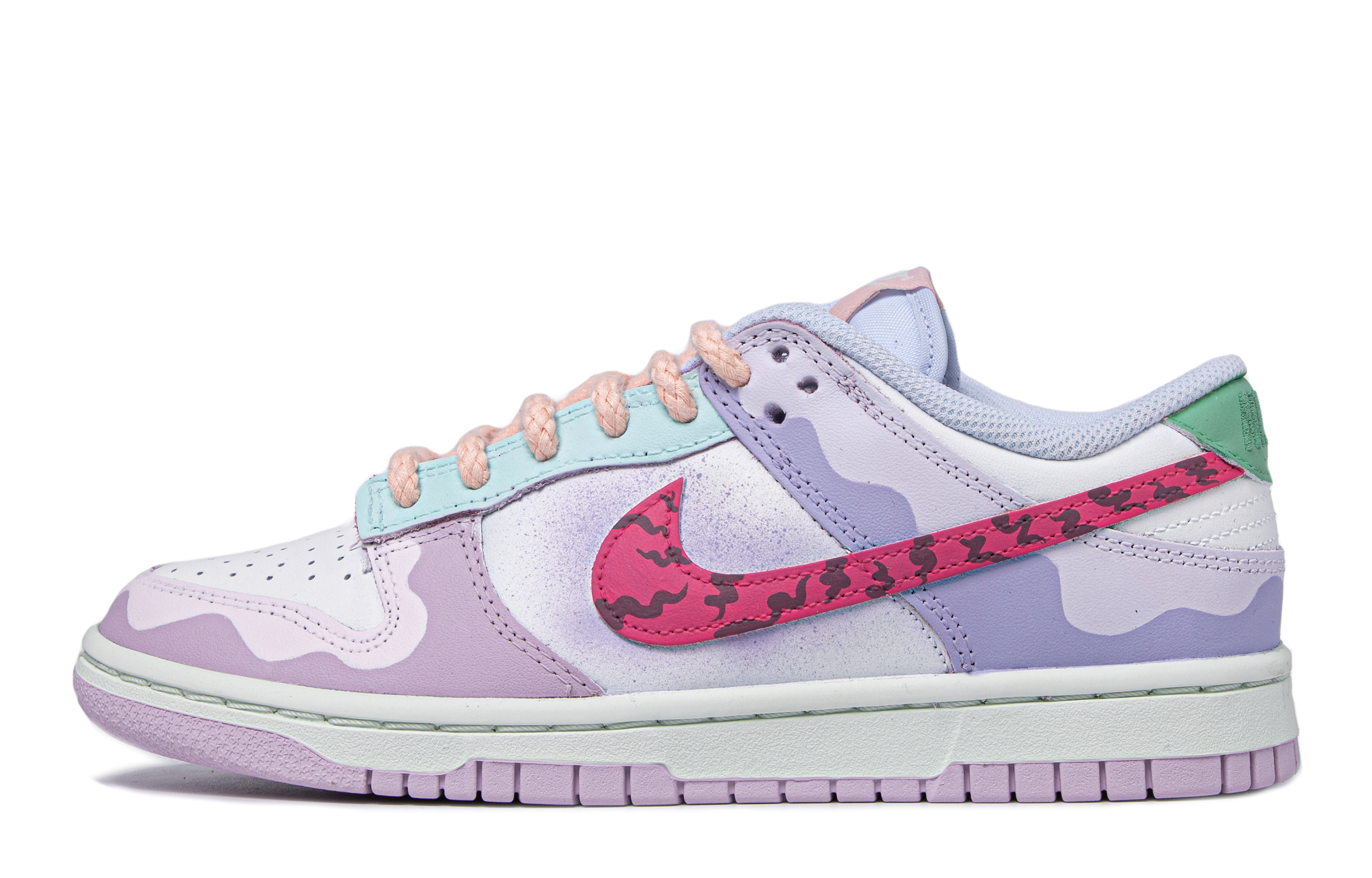 Buy (W) Zapatillas Nike Dunk Low 'Da Vinci Atmósfera Rosa Rayas Tigre' DD1503-001(TeamM-女款流动粉红粉红紫白)