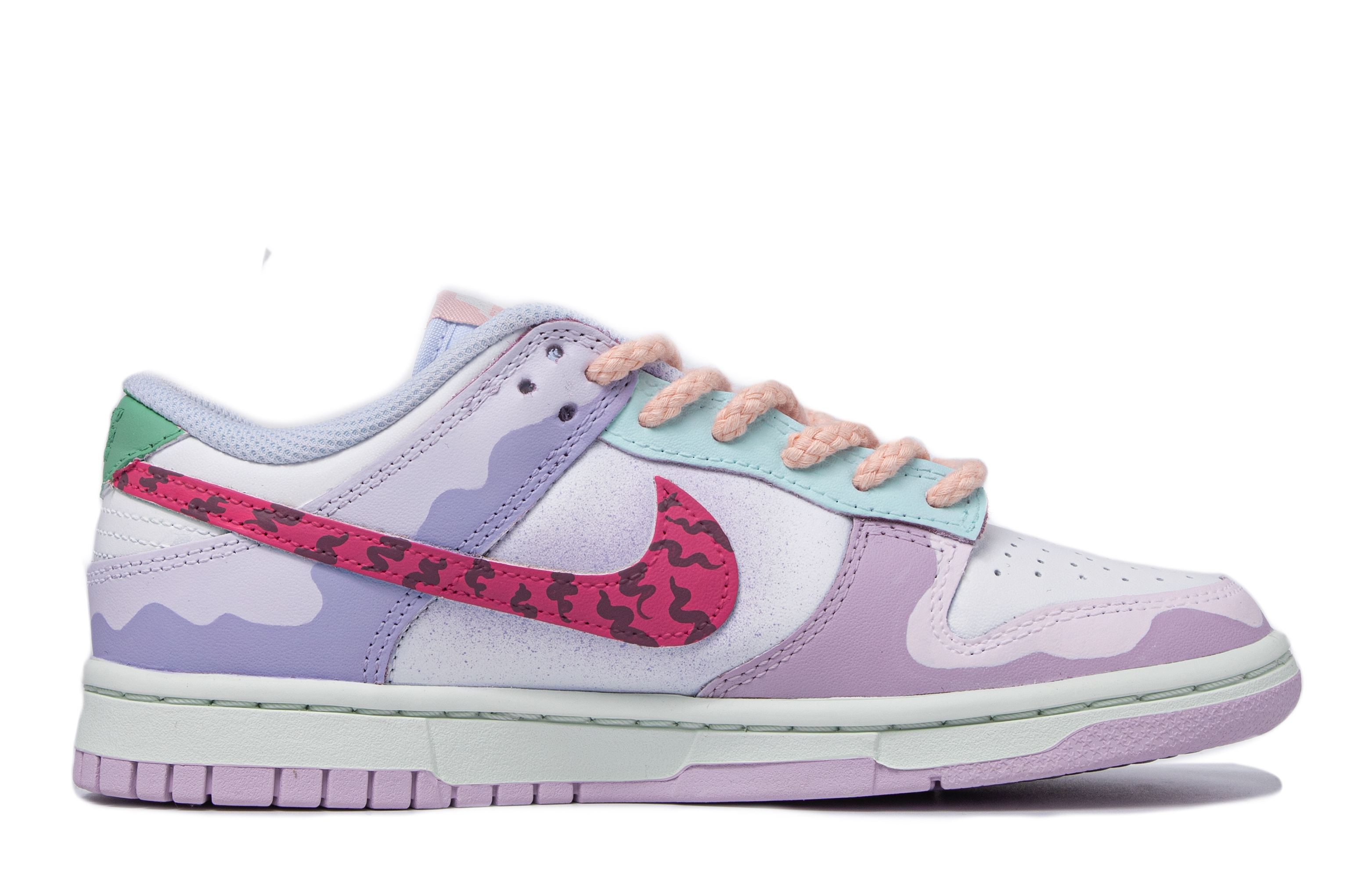 Order (W) Zapatillas Nike Dunk Low 'Da Vinci Atmósfera Rosa Rayas Tigre' DD1503-001(TeamM-女款流动粉红粉红紫白)