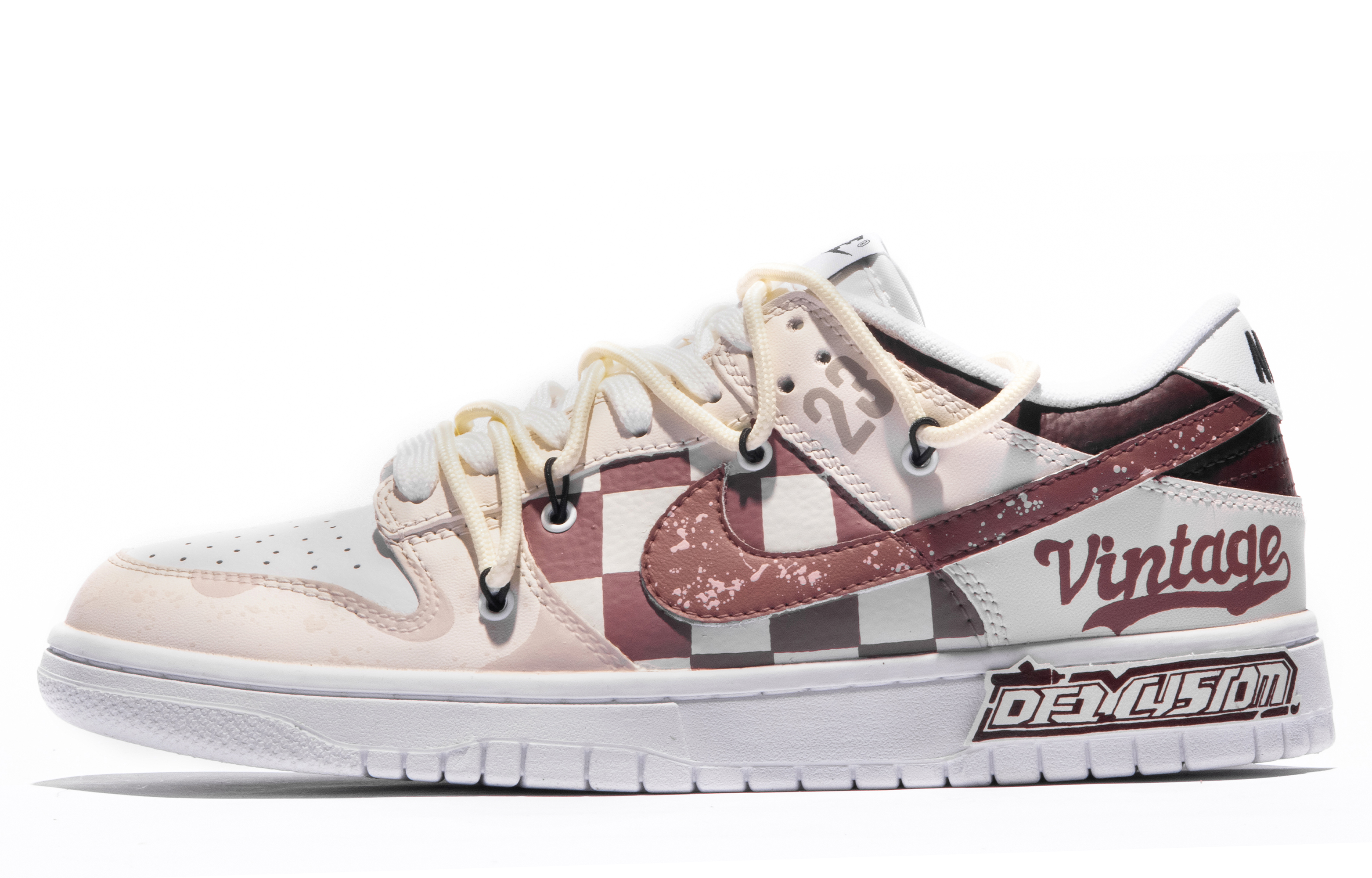 Buy (W) ナイキ ダンク ロー カスタム「ダ・ヴィンチ - 暁紅」 DH9765-100(TeamM-女款赤色黎明S-BOX)