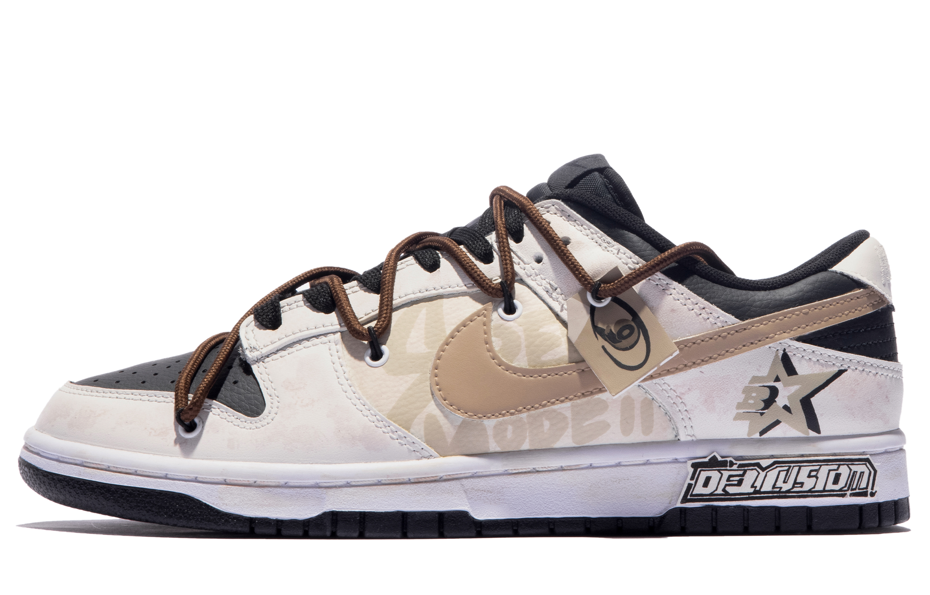 Buy (W) Zapatillas Nike Dunk Low 'Da Vinci Custom Sail-Negro-Marrón' CW1590-100(TeamM-女款铸造时代S-BOX)