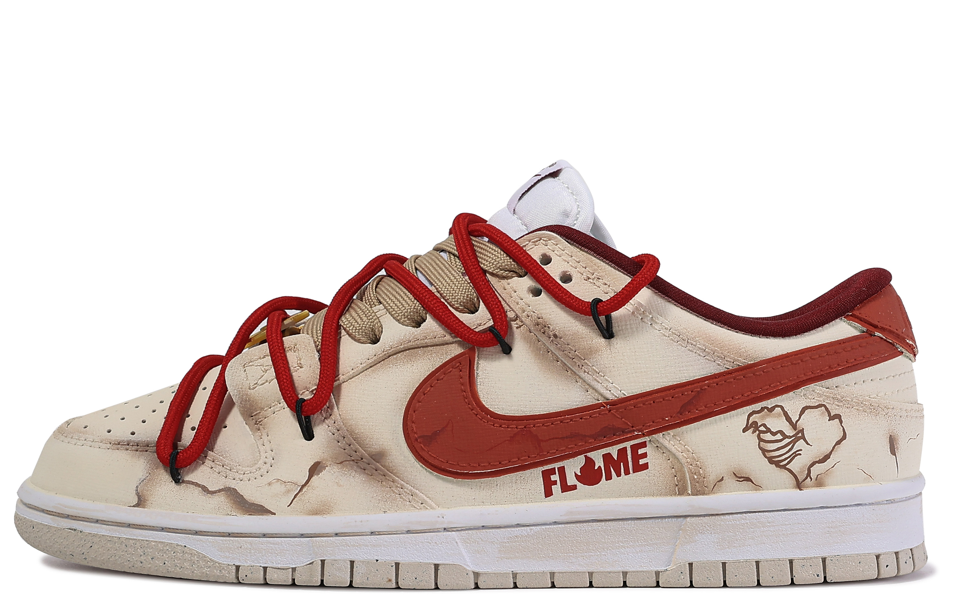 [Custom Shoes] (W) Nike Dunk Low 'Da Vinci Custom - Brown Red Flame'