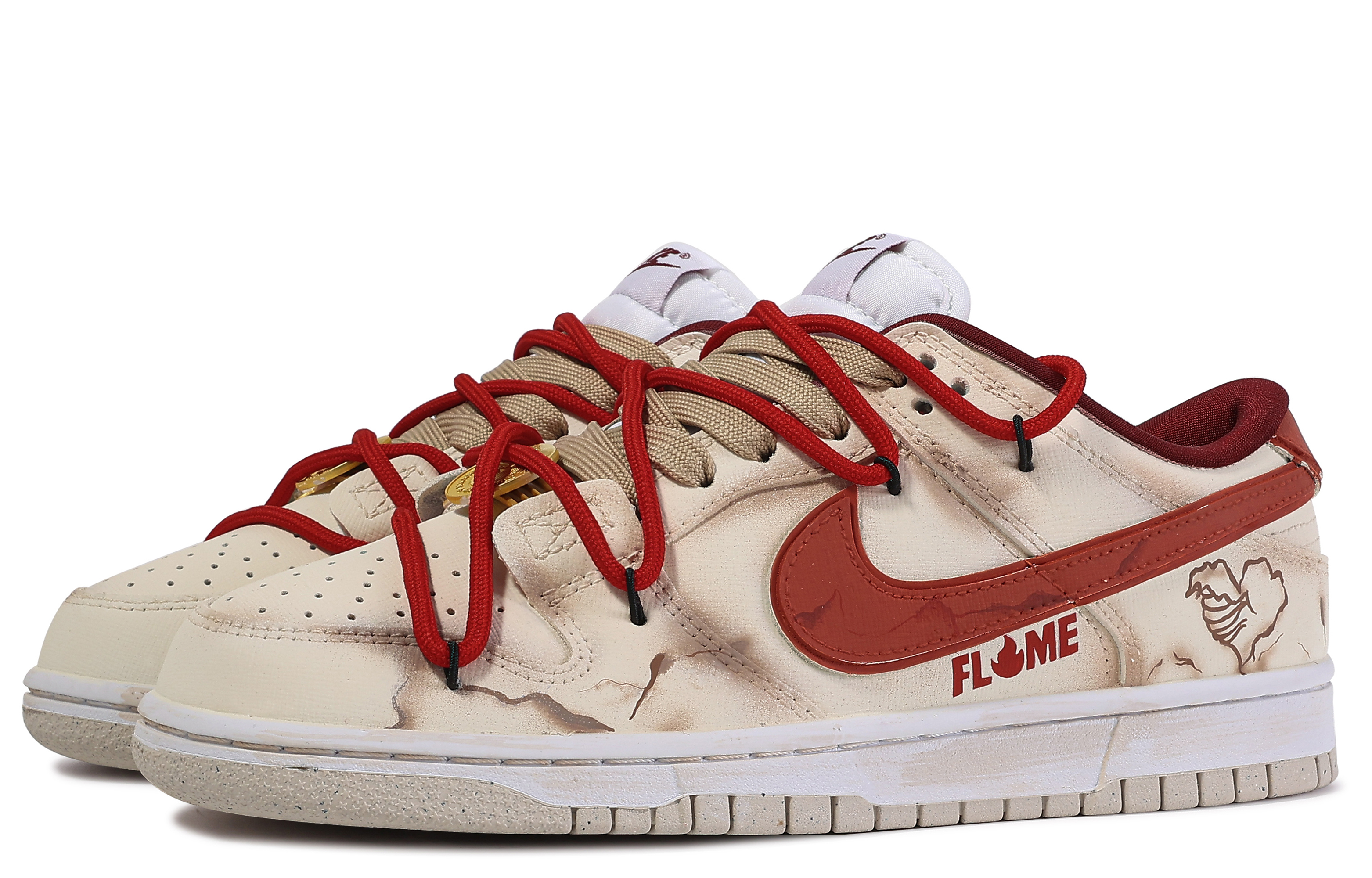 [Custom Shoes] (W) Nike Dunk Low 'Da Vinci Custom - Brown Red Flame' 圖 4