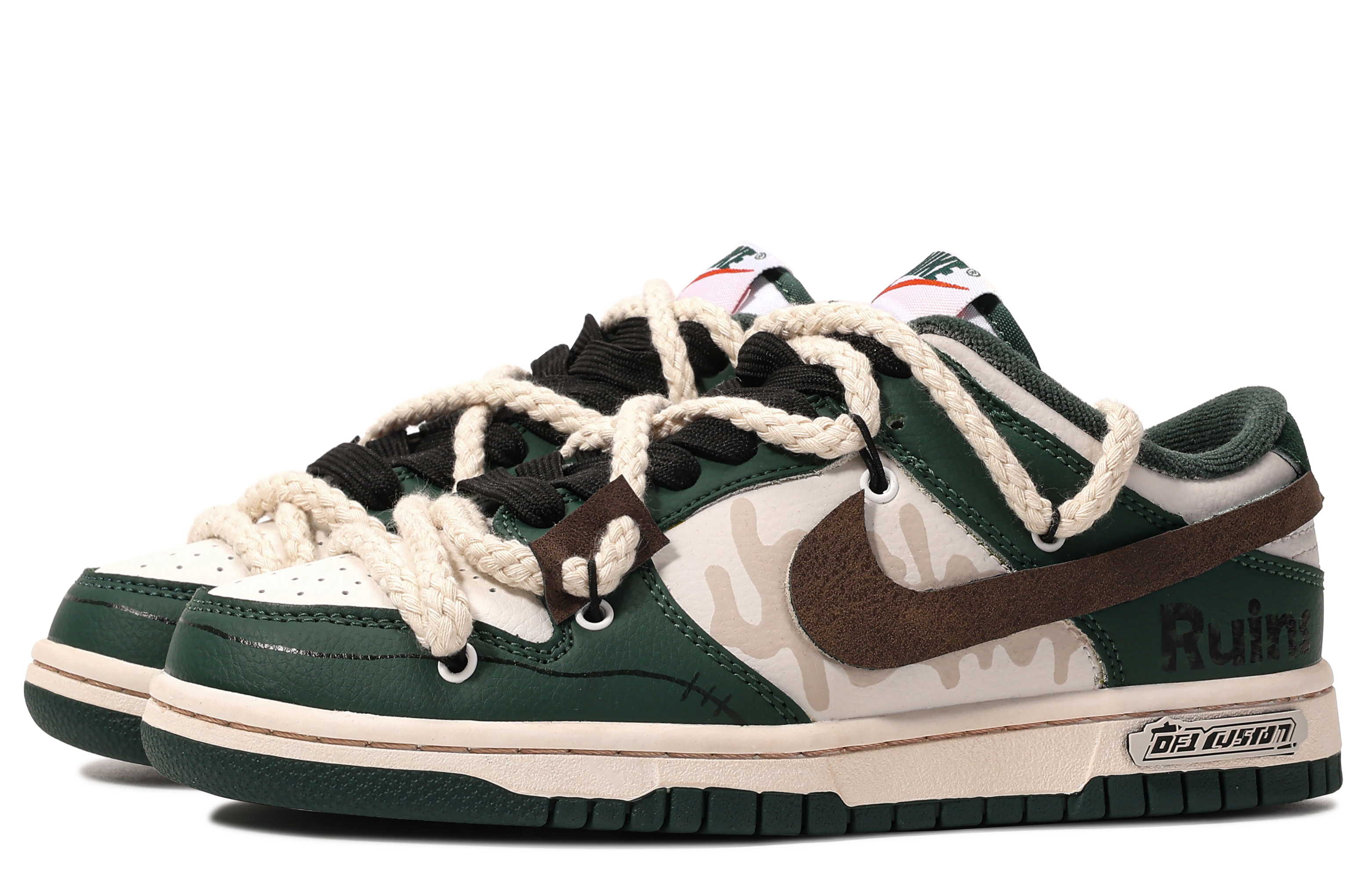 Lookbook (W) [Kasut Custom] Nike Dunk Low 'Graffiti Reruntuhan Da Vinci' FD0350-133(TeamM-城市废墟-BOX)