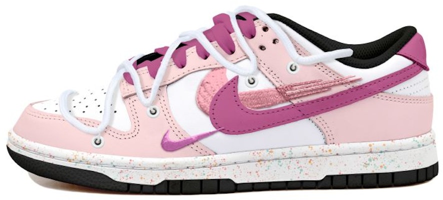 【定製球鞋】Nike Dunk Low 解構風 潑墨 活力 三勾 低幫 板鞋 女款 玫紅 Buy 【定製球鞋】Nike Dunk Low 解構風 潑墨 活力 三勾 低幫 板鞋 女款 玫紅