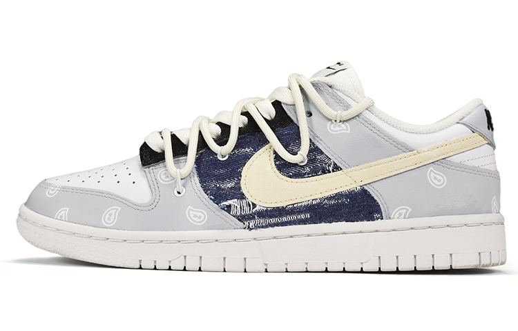 Buy (W) [Sepatu Kustom] Nike Dunk Low 'Deconstructed Denim Cashew Bunga' DD1503-109(TeamE-女款牛仔贴布灰白蓝)