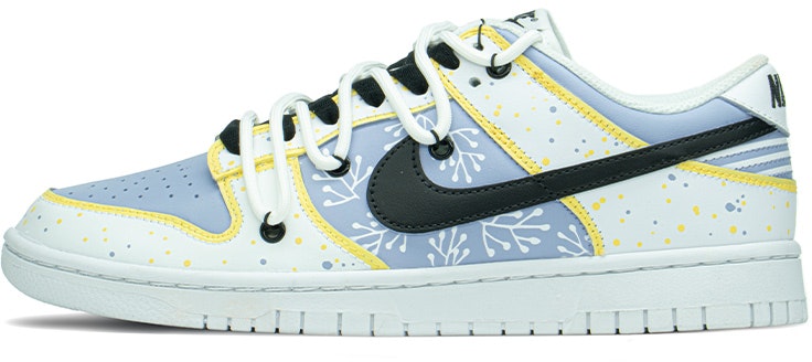 custom-shoes-women-nike-dunk-low-deconstructed-shoelace-ice-cream-macaron-splatter-laker-purple-gold-hand-painted-blue-gold