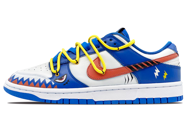 Buy (W) 나이키 덩크 로우 '해체된 블루 샤크' (커스텀) CW1590-001(TeamE--女款SharkOW蓝白)