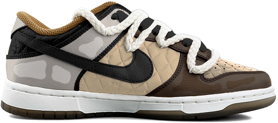 【訂製球鞋】Nike Dunk Low 骨頭 拼色 百搭 小眾 解構鞋帶 經典休閒 低筒 滑板鞋 女款 咖啡色 Order 【訂製球鞋】Nike Dunk Low 骨頭 拼色 百搭 小眾 解構鞋帶 經典休閒 低筒 滑板鞋 女款 咖啡色
