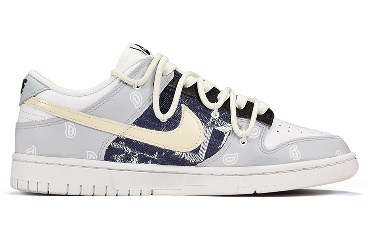 Order (W) [Sepatu Kustom] Nike Dunk Low 'Deconstructed Denim Cashew Bunga' DD1503-109(TeamE-女款牛仔贴布灰白蓝)