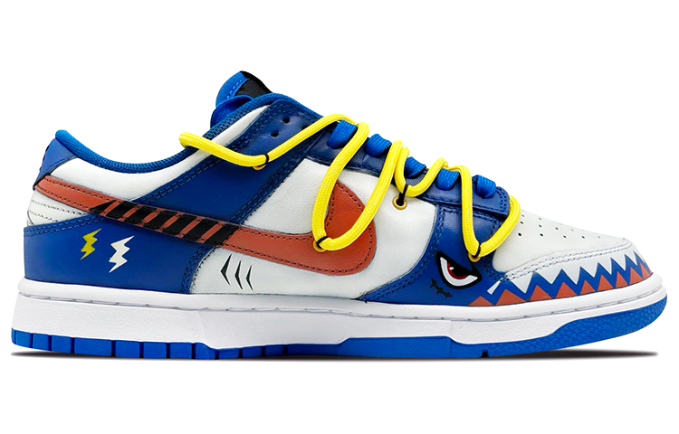 Order (W) 나이키 덩크 로우 '해체된 블루 샤크' (커스텀) CW1590-001(TeamE--女款SharkOW蓝白)