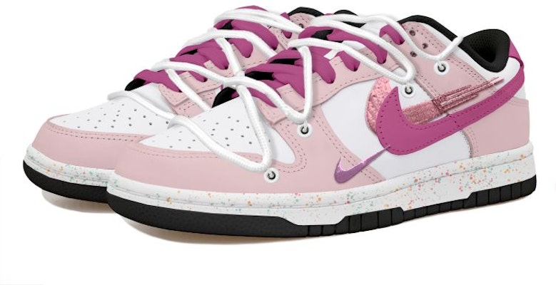 【定製球鞋】Nike Dunk Low 解構風 潑墨 活力 三勾 低幫 板鞋 女款 玫紅 Lookbook 【定製球鞋】Nike Dunk Low 解構風 潑墨 活力 三勾 低幫 板鞋 女款 玫紅