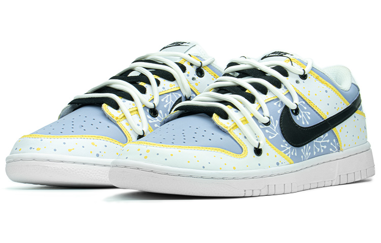 Lookbook 【定制球鞋】NNike Dunk Low "Triple White" 低幫 解構鞋帶 Vibe風做舊 冰激凌 馬卡龍 潑墨 長春花藍 湖人紫金 手繪二次元 板鞋 女款 藍金