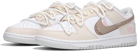 【訂製球鞋】Nike Dunk Low 療癒復古 解構綁帶 休閒 低筒 板鞋 女款 奶茶色 Lookbook 【訂製球鞋】Nike Dunk Low 療癒復古 解構綁帶 休閒 低筒 板鞋 女款 奶茶色