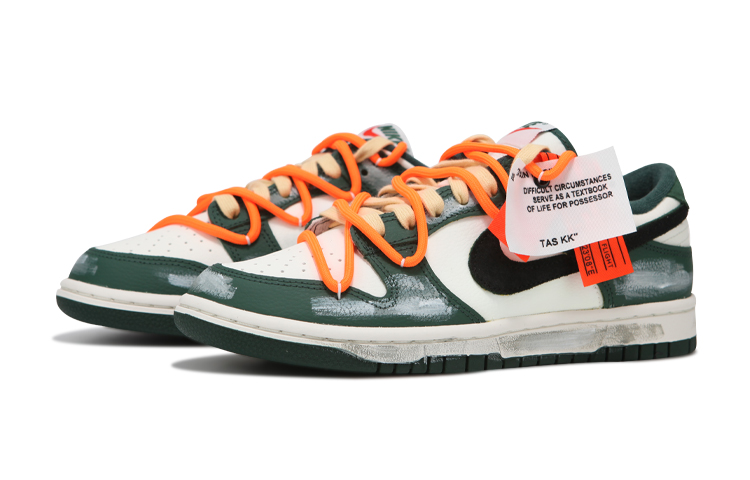 Lookbook (W) [Kasut Custom] Nike Dunk Low 'Deconstructed Vintage Putih Hijau' FD0350-133(Team24-女款vibe白绿)