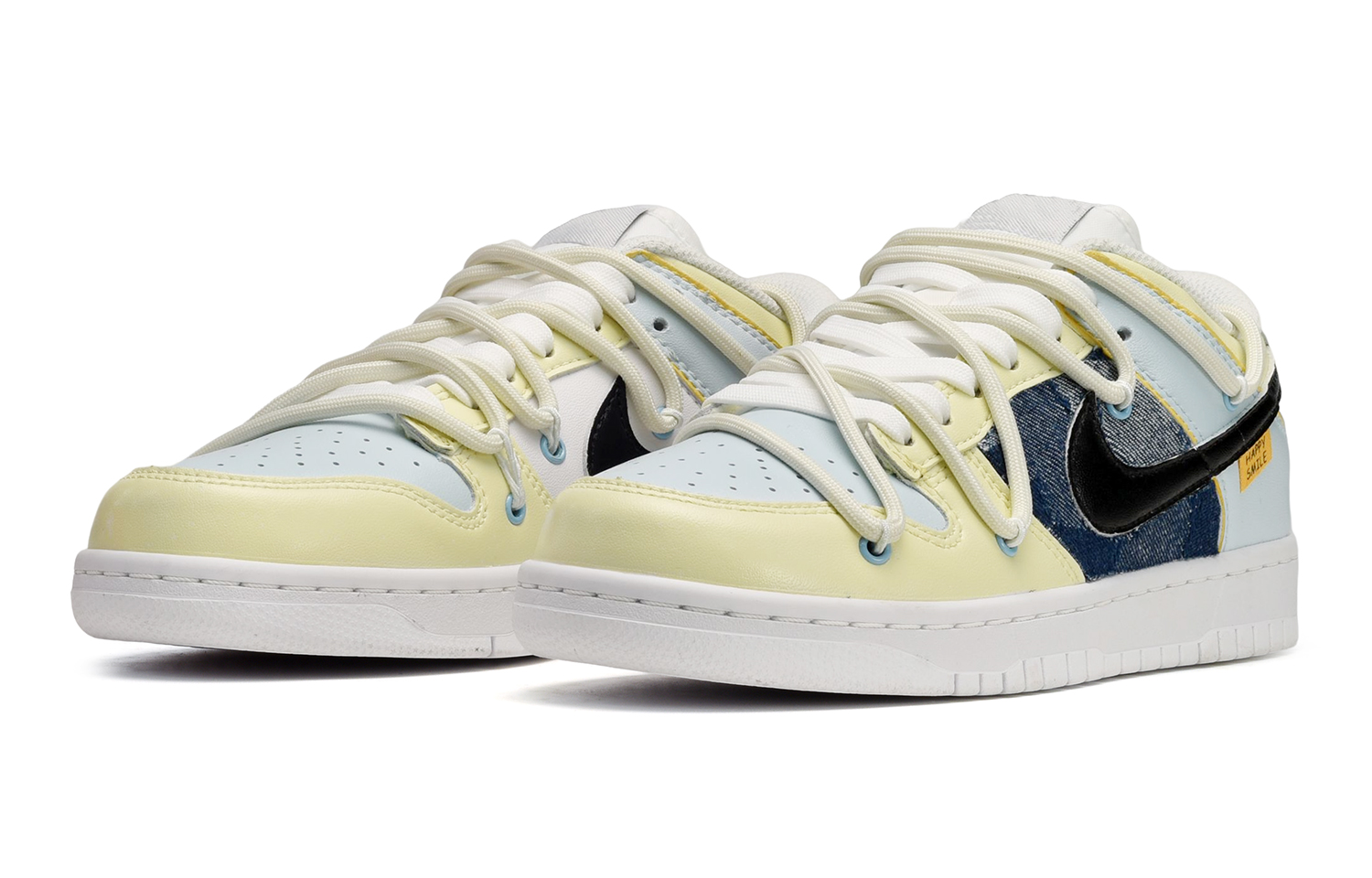 Lookbook (W) 【定制鞋款】耐克Dunk Low "解构牛仔黄蓝黑" DH9765-100(TeamE-女款牛仔贴布黄蓝黑)