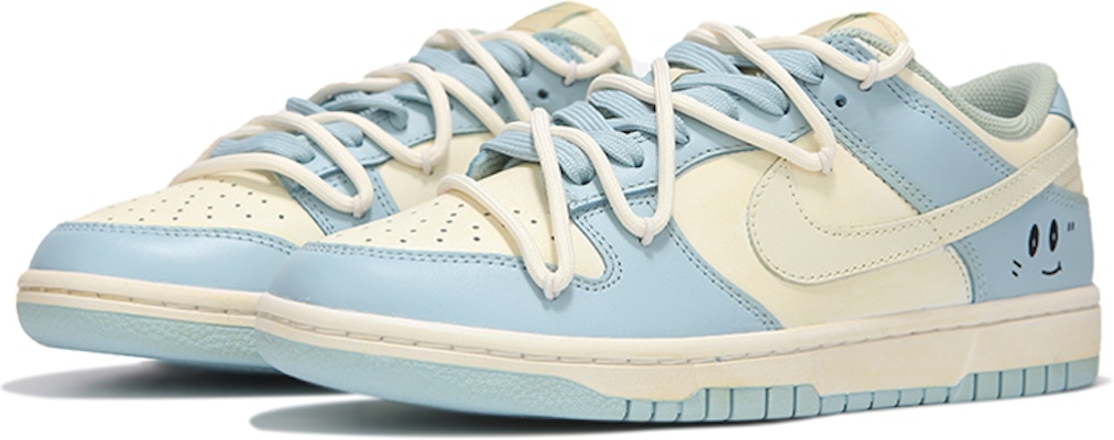 (W) 【定制鞋款】 耐克Dunk Low“解构氧化心形笑脸” DD1503-123(Team82-女款氧化做旧米黄蓝色) Lookbook (W) 【定制鞋款】 耐克Dunk Low“解构氧化心形笑脸” DD1503-123(Team82-女款氧化做旧米黄蓝色)