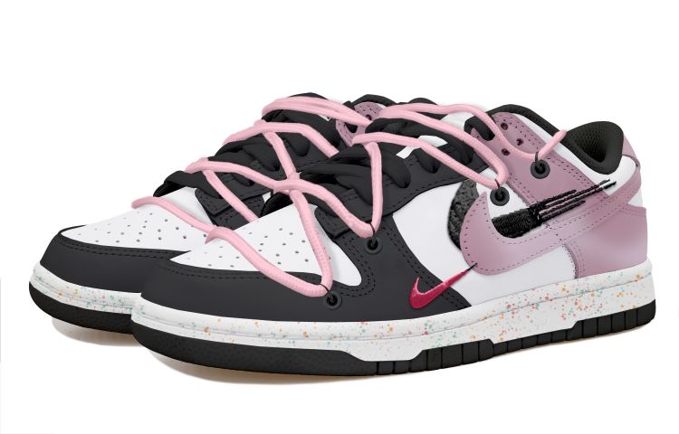 Lookbook (W) [Sepatu Kustom] Nike Dunk Low 'Deconstructed Panda Splatter' FD4623-131(Team拾玖-黑粉三钩S-BOX)