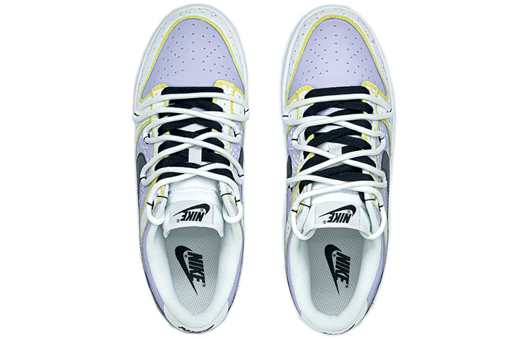 Shop 【定制球鞋】NNike Dunk Low "Triple White" 低幫 解構鞋帶 Vibe風做舊 冰激凌 馬卡龍 潑墨 長春花藍 湖人紫金 手繪二次元 板鞋 女款 藍金