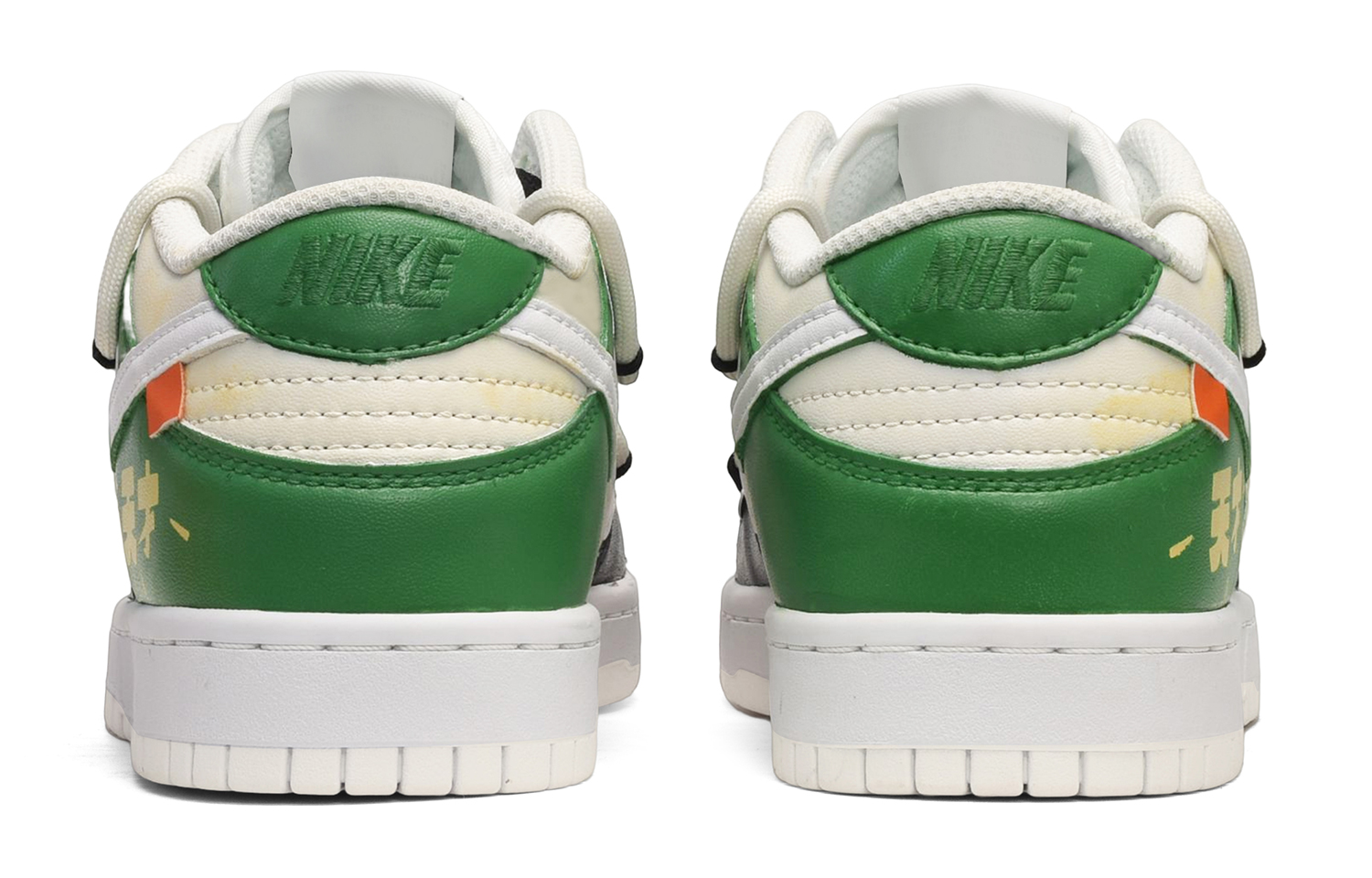 Shop (W) [Nike Sepatu Kustom] Dunk Low 'Deconstructed Genius Checkerboard Hitam Hijau' DH9765-100(TeamE-女款天才黑黄绿)