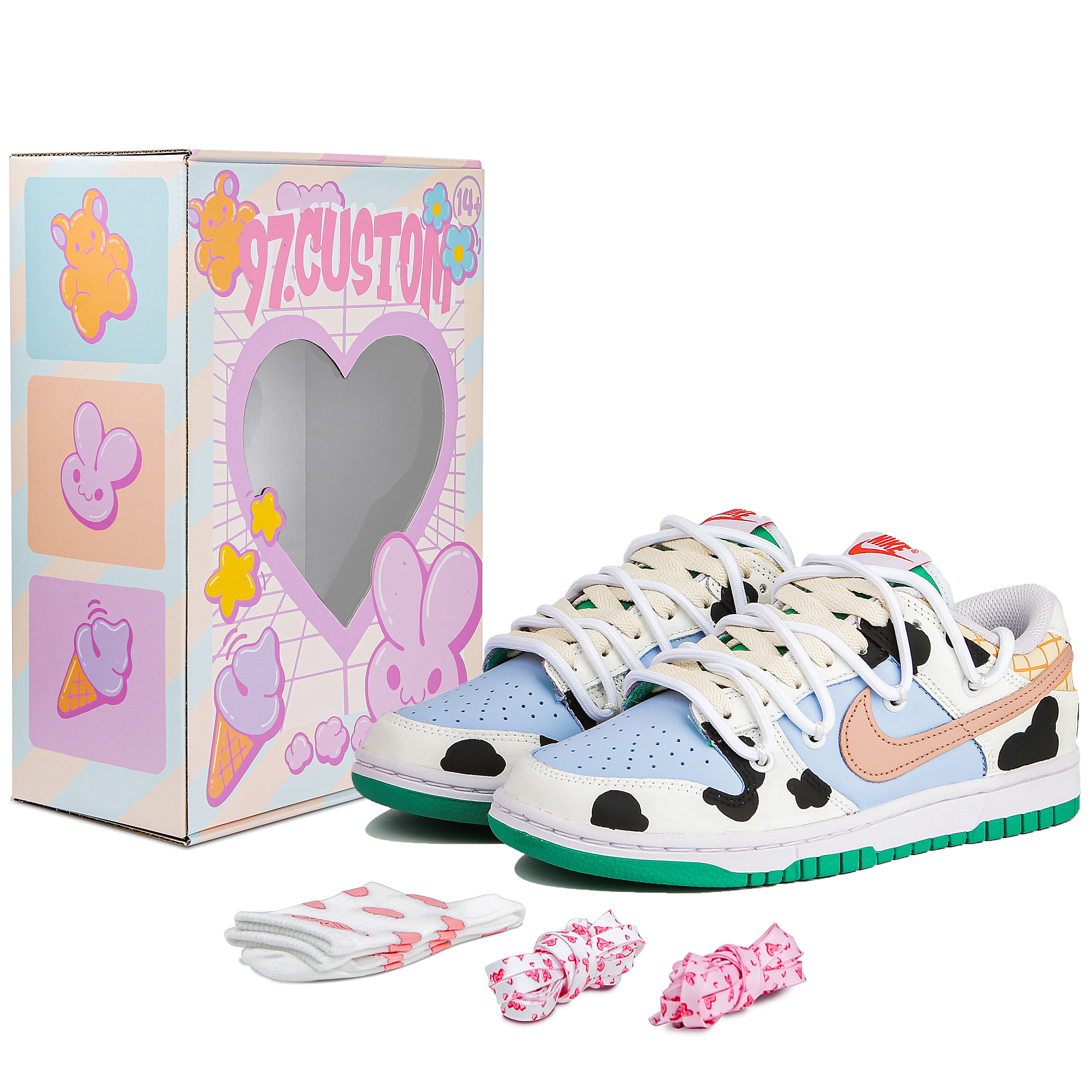 [Custom Shoes] (W) Nike Dunk Low 'Denim Paradise Blue Green'