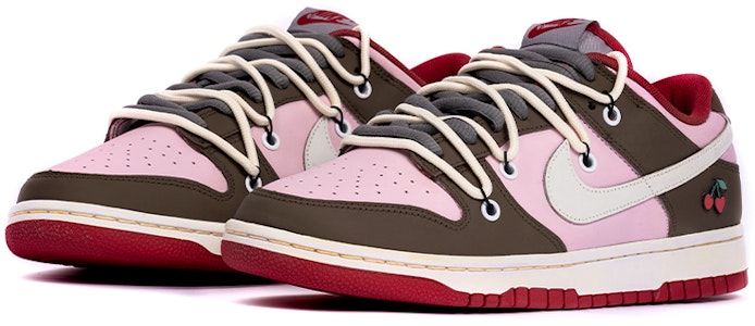 (W) 나이키 덩크 로우 '체리브라운 핑크'(커스텀) CW1590-002(TeamB-女款樱桃vibe解构鞋带) Shop (W) 나이키 덩크 로우 '체리브라운 핑크'(커스텀) CW1590-002(TeamB-女款樱桃vibe解构鞋带)