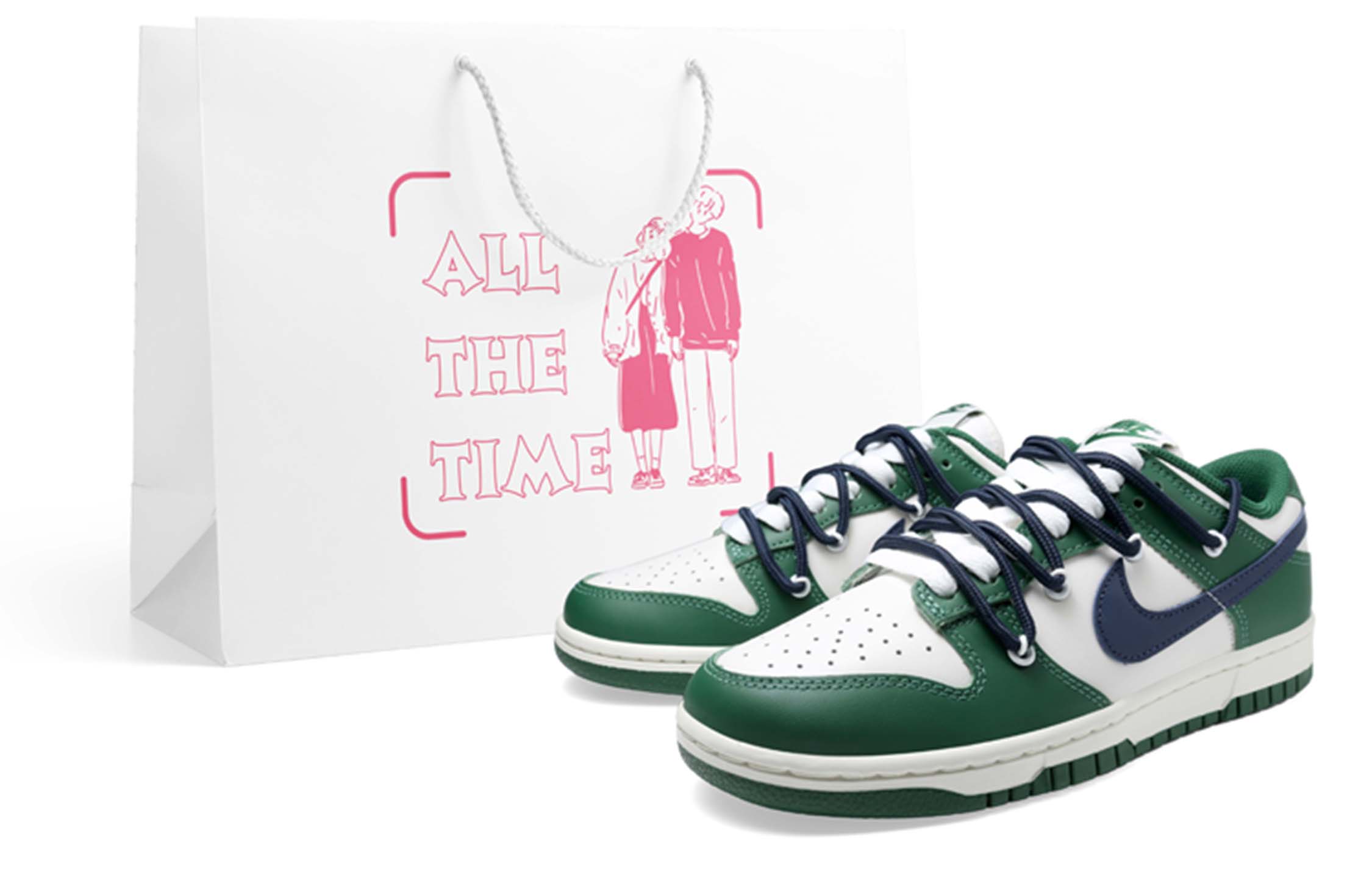 Buy (W) [Shoes Kustom] Nike Dunk Low 'Putih Hijau Dopamin' DD1503-300(Team36-女款多巴胺藏青QD)