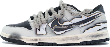 【訂製球鞋】Nike Dunk 混亂風味·塵世灰燼 老化 復古 廢土 百搭 低筒 板鞋 女款 黑白 Order 【訂製球鞋】Nike Dunk 混亂風味·塵世灰燼 老化 復古 廢土 百搭 低筒 板鞋 女款 黑白