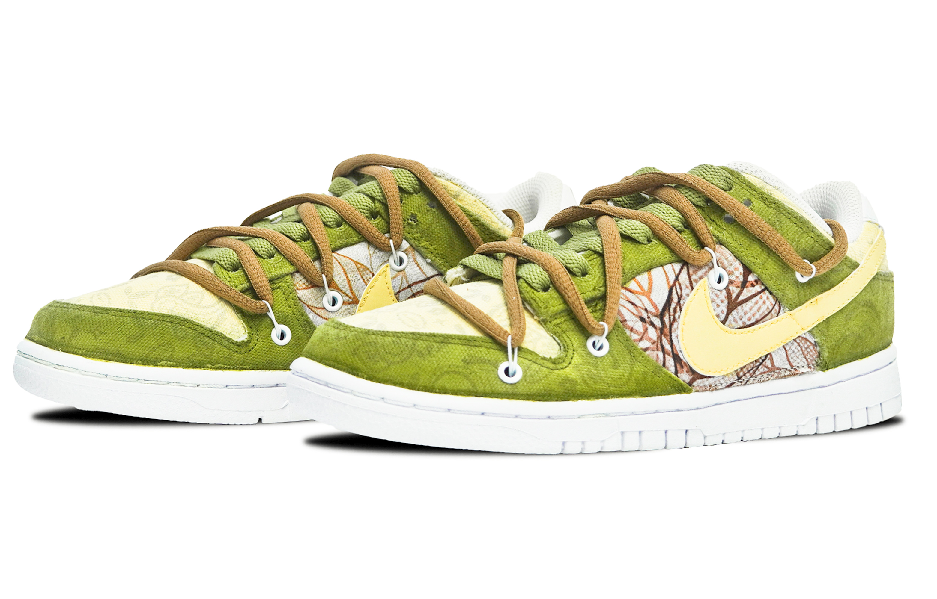 Lookbook (W) [Sepathu Kustom] Nike Dunk Low 'Fallen Leaves - Kuning Hijau Coklat' DJ9955-100(Team14-女款枯木逢春黄绿)