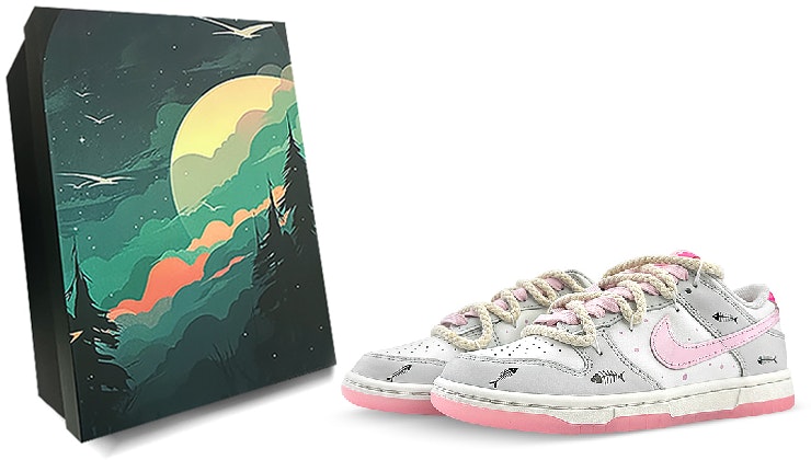 custom-shoes-women-nike-dunk-low-fishbone-white-grey-pink