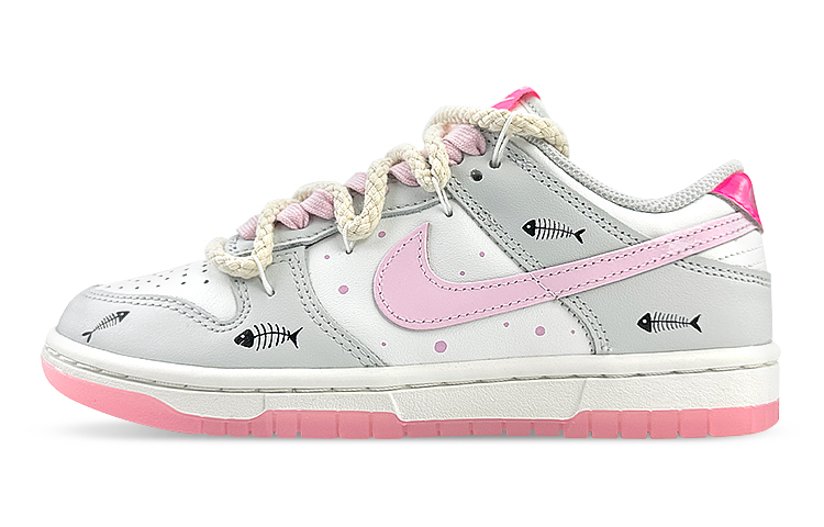 Order (W) [Kasut Kustom] Nike Dunk Low 'Ikan Tulang Putih-Kelabu-Merah Jambu' FN3451-161(Team76-鱼骨白灰粉S-BOX)