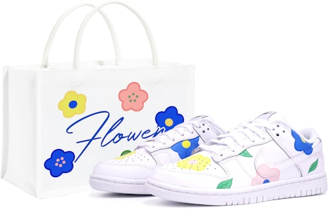【定制球鞋】 Nike Dunk Low Triple White 花朵 葉子 塗鴉 ins風 簡約 清新 高街 低幫 板鞋 女款 白粉藍 Buy 【定制球鞋】 Nike Dunk Low Triple White 花朵 葉子 塗鴉 ins風 簡約 清新 高街 低幫 板鞋 女款 白粉藍